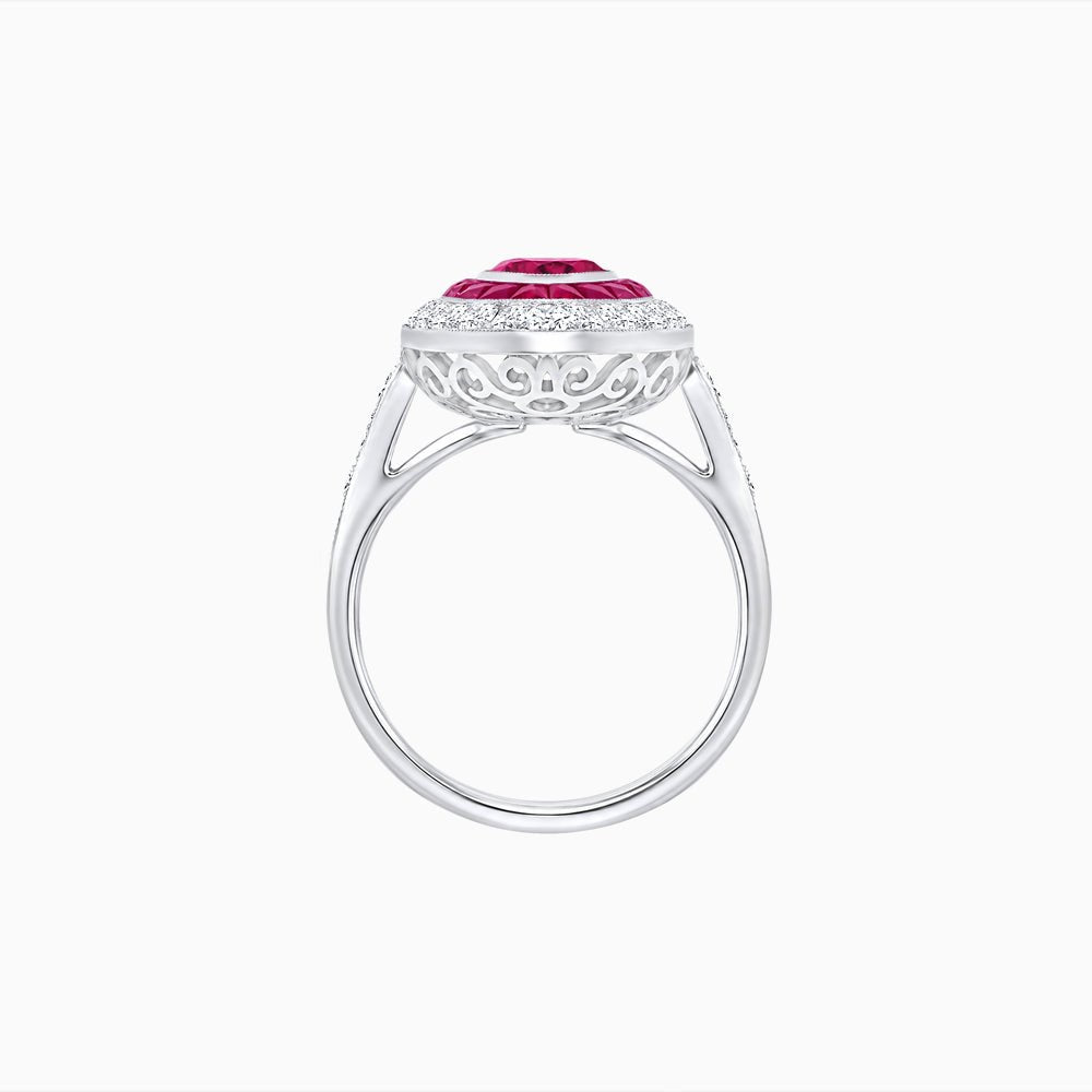 Art Deco Inspired Convertible Marquise Double Halo Ring Pendant - Shahin Jewelry