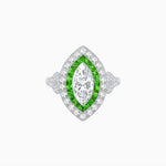 Load image into Gallery viewer, Art Deco Inspired Convertible Marquise Double Halo Ring Pendant - Shahin Jewelry