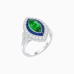 Load image into Gallery viewer, Art Deco Inspired Convertible Marquise Double Halo Ring Pendant - Shahin Jewelry