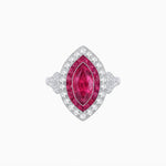 Load image into Gallery viewer, Art Deco Inspired Convertible Marquise Double Halo Ring Pendant - Shahin Jewelry