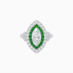 Load image into Gallery viewer, Art Deco Inspired Convertible Marquise Double Halo Ring Pendant - Shahin Jewelry