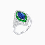 Load image into Gallery viewer, Art Deco Inspired Convertible Marquise Double Halo Ring Pendant - Shahin Jewelry
