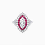 Load image into Gallery viewer, Art Deco Inspired Convertible Marquise Double Halo Ring Pendant - Shahin Jewelry
