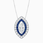 Load image into Gallery viewer, Art Deco Inspired Convertible Marquise Double Halo Ring Pendant - Shahin Jewelry