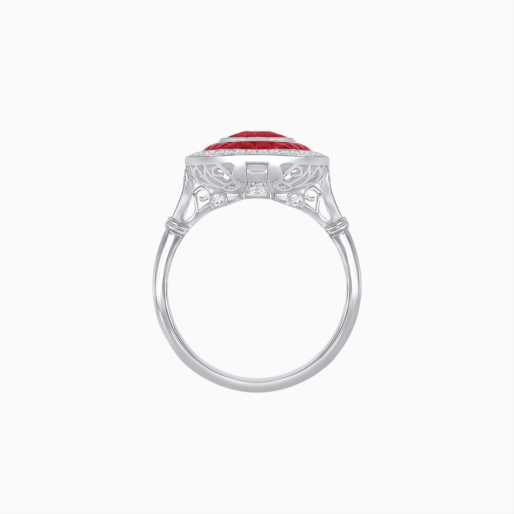 Art Deco Inspired Convertible Oval Double Halo Ring Pendant - Shahin Jewelry