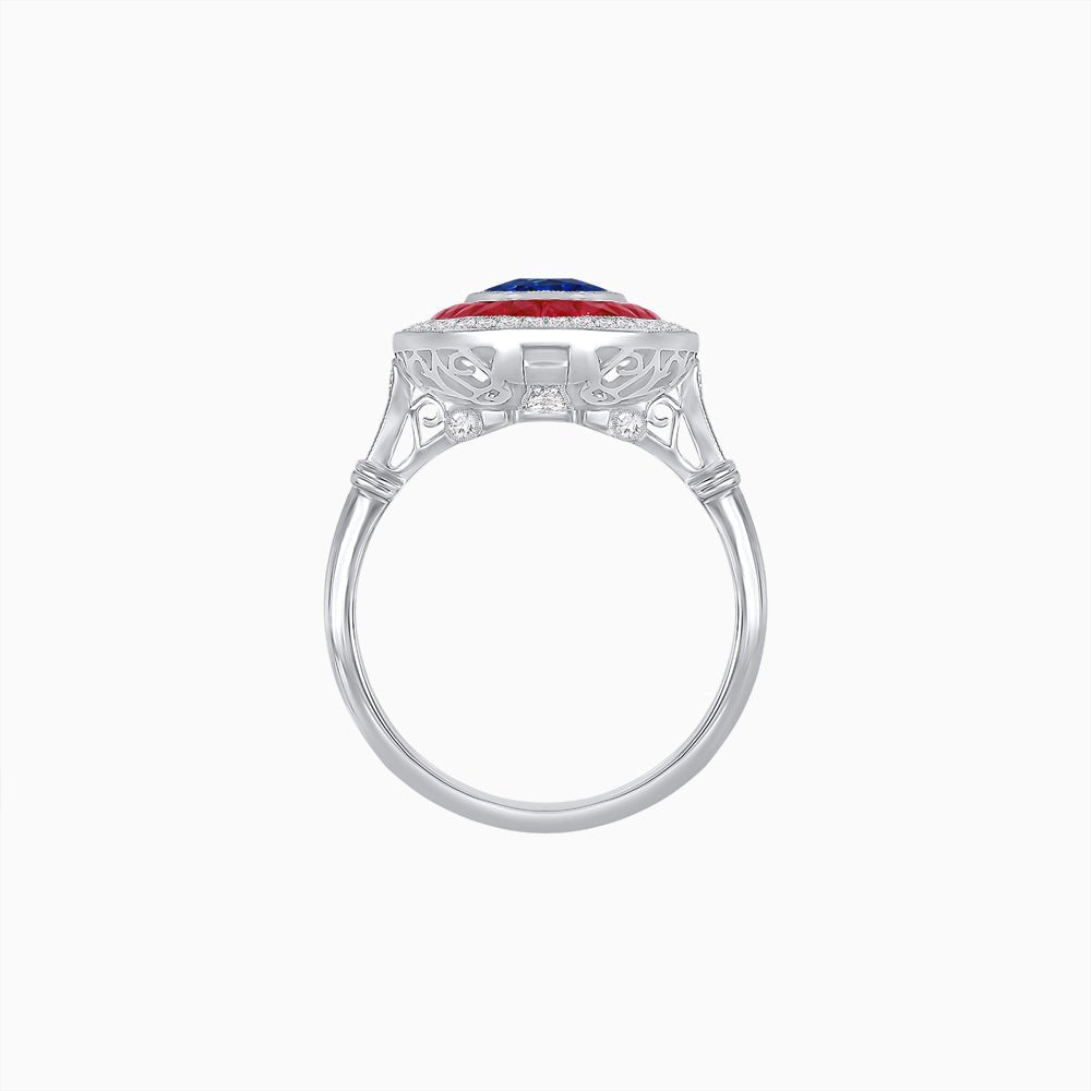 Art Deco Inspired Convertible Oval Double Halo Ring Pendant - Shahin Jewelry