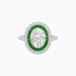 Load image into Gallery viewer, Art Deco Inspired Convertible Oval Double Halo Ring Pendant - Shahin Jewelry