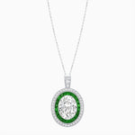 Load image into Gallery viewer, Art Deco Inspired Convertible Oval Double Halo Ring Pendant - Shahin Jewelry