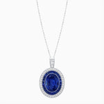 Load image into Gallery viewer, Art Deco Inspired Convertible Oval Double Halo Ring Pendant - Shahin Jewelry