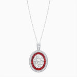 Load image into Gallery viewer, Art Deco Inspired Convertible Oval Double Halo Ring Pendant - Shahin Jewelry