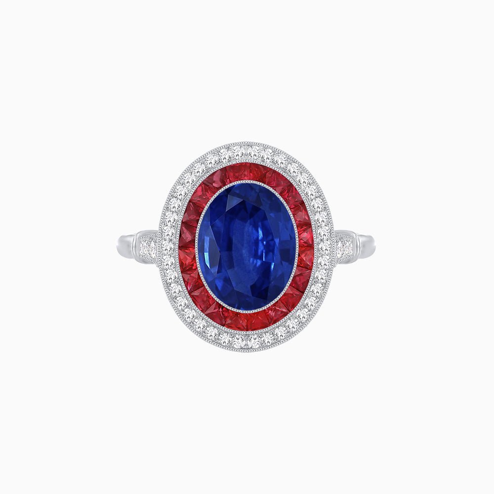 Art Deco Inspired Convertible Oval Double Halo Ring Pendant - Shahin Jewelry