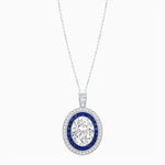Load image into Gallery viewer, Art Deco Inspired Convertible Oval Double Halo Ring Pendant - Shahin Jewelry