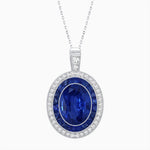 Load image into Gallery viewer, Art Deco Inspired Convertible Oval Double Halo Ring Pendant - Shahin Jewelry