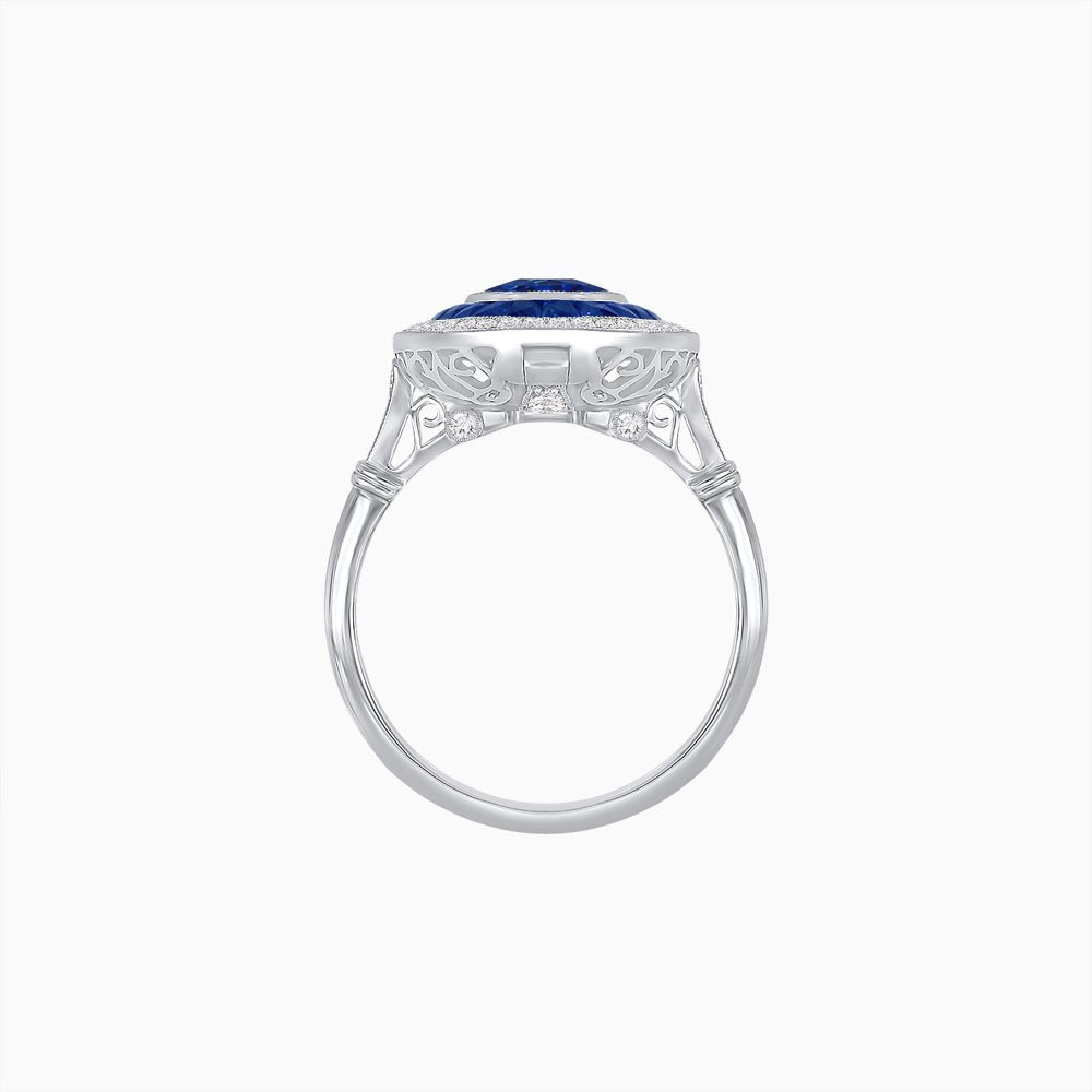 Art Deco Inspired Convertible Oval Double Halo Ring Pendant - Shahin Jewelry