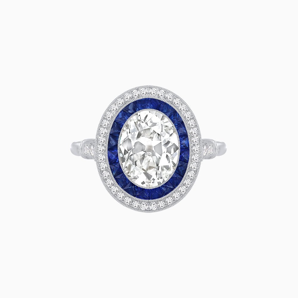 Art Deco Inspired Convertible Oval Double Halo Ring Pendant - Shahin Jewelry