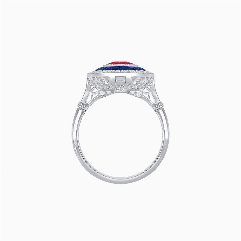 Art Deco Inspired Convertible Oval Double Halo Ring Pendant - Shahin Jewelry