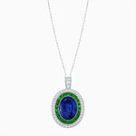 Load image into Gallery viewer, Art Deco Inspired Convertible Oval Double Halo Ring Pendant - Shahin Jewelry