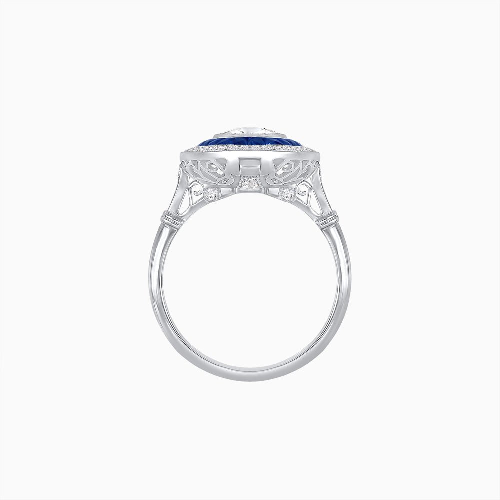 Art Deco Inspired Convertible Oval Double Halo Ring Pendant - Shahin Jewelry