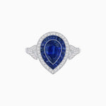 Load image into Gallery viewer, Art Deco Inspired Convertible Pear Double Halo Ring Pendant - Shahin Jewelry