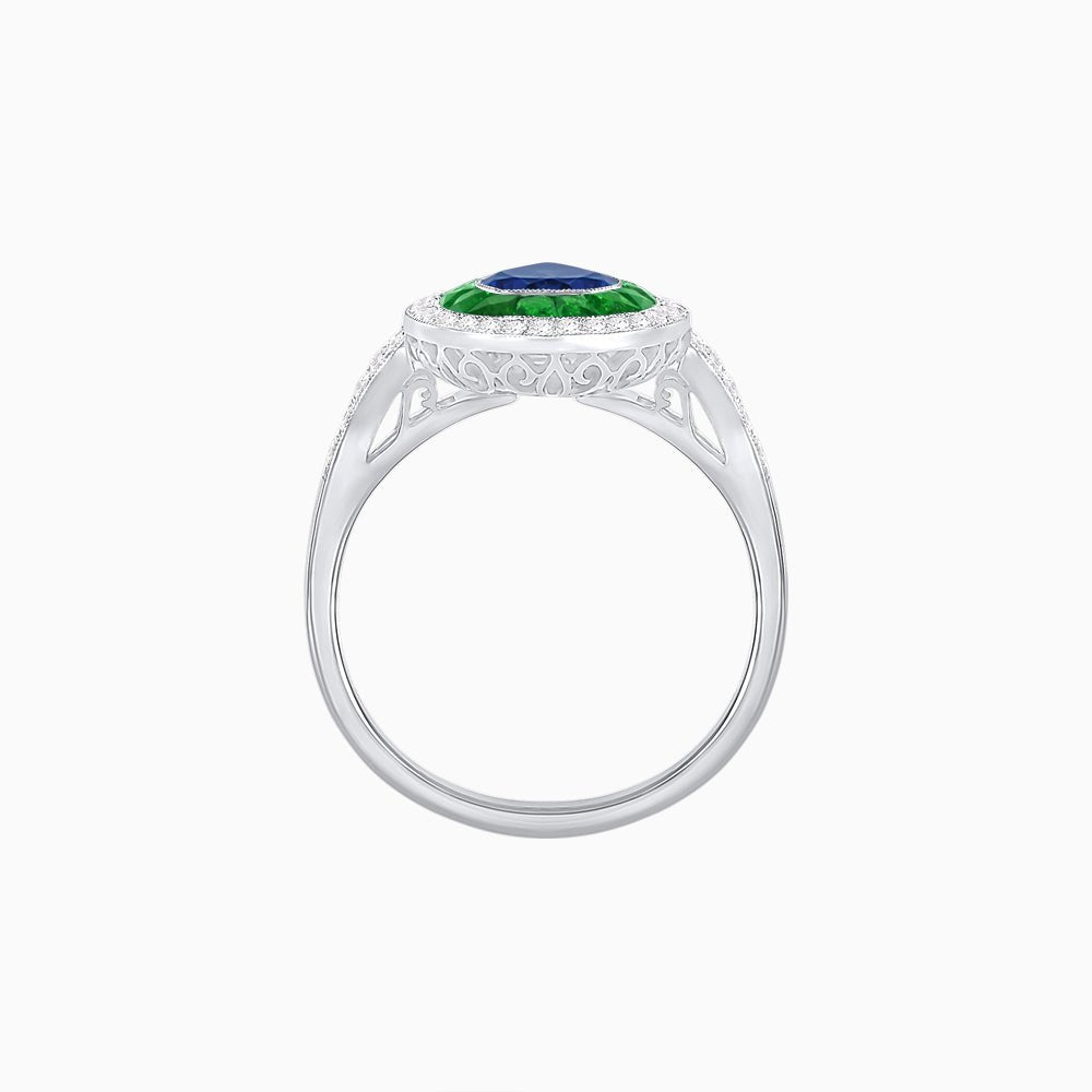 Art Deco Inspired Convertible Pear Double Halo Ring Pendant - Shahin Jewelry