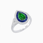 Load image into Gallery viewer, Art Deco Inspired Convertible Pear Double Halo Ring Pendant - Shahin Jewelry
