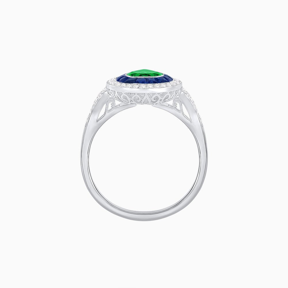 Art Deco Inspired Convertible Pear Double Halo Ring Pendant - Shahin Jewelry