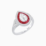 Load image into Gallery viewer, Art Deco Inspired Convertible Pear Double Halo Ring Pendant - Shahin Jewelry