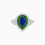Load image into Gallery viewer, Art Deco Inspired Convertible Pear Double Halo Ring Pendant - Shahin Jewelry