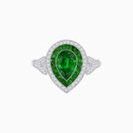 Load image into Gallery viewer, Art Deco Inspired Convertible Pear Double Halo Ring Pendant - Shahin Jewelry