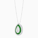 Load image into Gallery viewer, Art Deco Inspired Convertible Pear Double Halo Ring Pendant - Shahin Jewelry