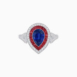 Load image into Gallery viewer, Art Deco Inspired Convertible Pear Double Halo Ring Pendant - Shahin Jewelry