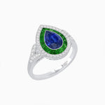 Load image into Gallery viewer, Art Deco Inspired Convertible Pear Double Halo Ring Pendant - Shahin Jewelry