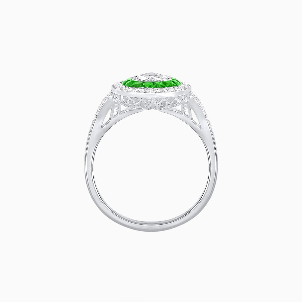 Art Deco Inspired Convertible Pear Double Halo Ring Pendant - Shahin Jewelry