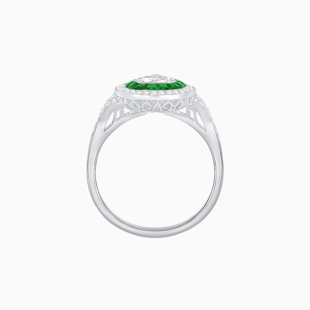 Art Deco Inspired Convertible Pear Double Halo Ring Pendant - Shahin Jewelry