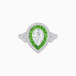 Load image into Gallery viewer, Art Deco Inspired Convertible Pear Double Halo Ring Pendant - Shahin Jewelry