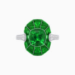Load image into Gallery viewer, Art Deco Inspired Cushion-Cut Center and Calibré-Cut Gemstone Cocktail Ring - Shahin Jewelry