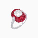 Load image into Gallery viewer, Art Deco Inspired Cushion-Cut Center and Calibré-Cut Gemstone Cocktail Ring - Shahin Jewelry