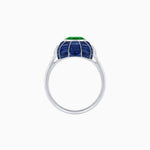 Load image into Gallery viewer, Art Deco Inspired Cushion-Cut Center and Calibré-Cut Gemstone Cocktail Ring - Shahin Jewelry
