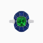 Load image into Gallery viewer, Art Deco Inspired Cushion-Cut Center and Calibré-Cut Gemstone Cocktail Ring - Shahin Jewelry