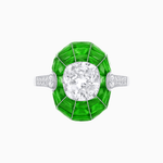 Load image into Gallery viewer, Art Deco Inspired Cushion-Cut Center and Calibré-Cut Gemstone Cocktail Ring - Shahin Jewelry