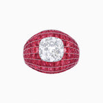 Load image into Gallery viewer, Art Deco Inspired Cushion Cut Center and Invisible-Set Calibré-Cut Dome Ring - Shahin Jewelry