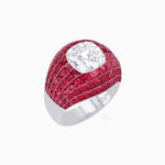 Load image into Gallery viewer, Art Deco Inspired Cushion Cut Center and Invisible-Set Calibré-Cut Dome Ring - Shahin Jewelry