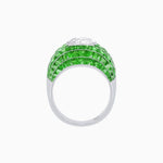 Load image into Gallery viewer, Art Deco Inspired Cushion Cut Center and Invisible-Set Calibré-Cut Dome Ring - Shahin Jewelry
