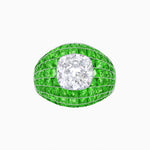 Load image into Gallery viewer, Art Deco Inspired Cushion Cut Center and Invisible-Set Calibré-Cut Dome Ring - Shahin Jewelry