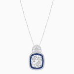 Load image into Gallery viewer, Art Deco Inspired Cushion Cut Double Halo Pendant with Fan Bail - Shahin Jewelry