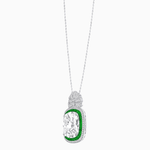 Load image into Gallery viewer, Art Deco Inspired Cushion Cut Double Halo Pendant with Fan Bail - Shahin Jewelry