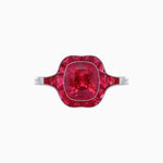 Load image into Gallery viewer, Art Deco Inspired Cushion Cut Halo Ring with Calibré-Cut Gemstones - Shahin Jewelry