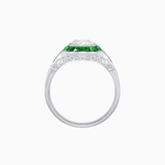 Load image into Gallery viewer, Art Deco Inspired Cushion Cut Halo Ring with Calibré-Cut Gemstones - Shahin Jewelry
