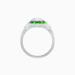 Load image into Gallery viewer, Art Deco Inspired Cushion Cut Halo Ring with Calibré-Cut Gemstones - Shahin Jewelry