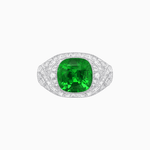Load image into Gallery viewer, Art Deco Inspired Cushion Cut Ring with Baguette Diamonds - Shahin Jewelry